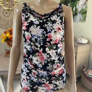 White House Black Market Floral Tank Top